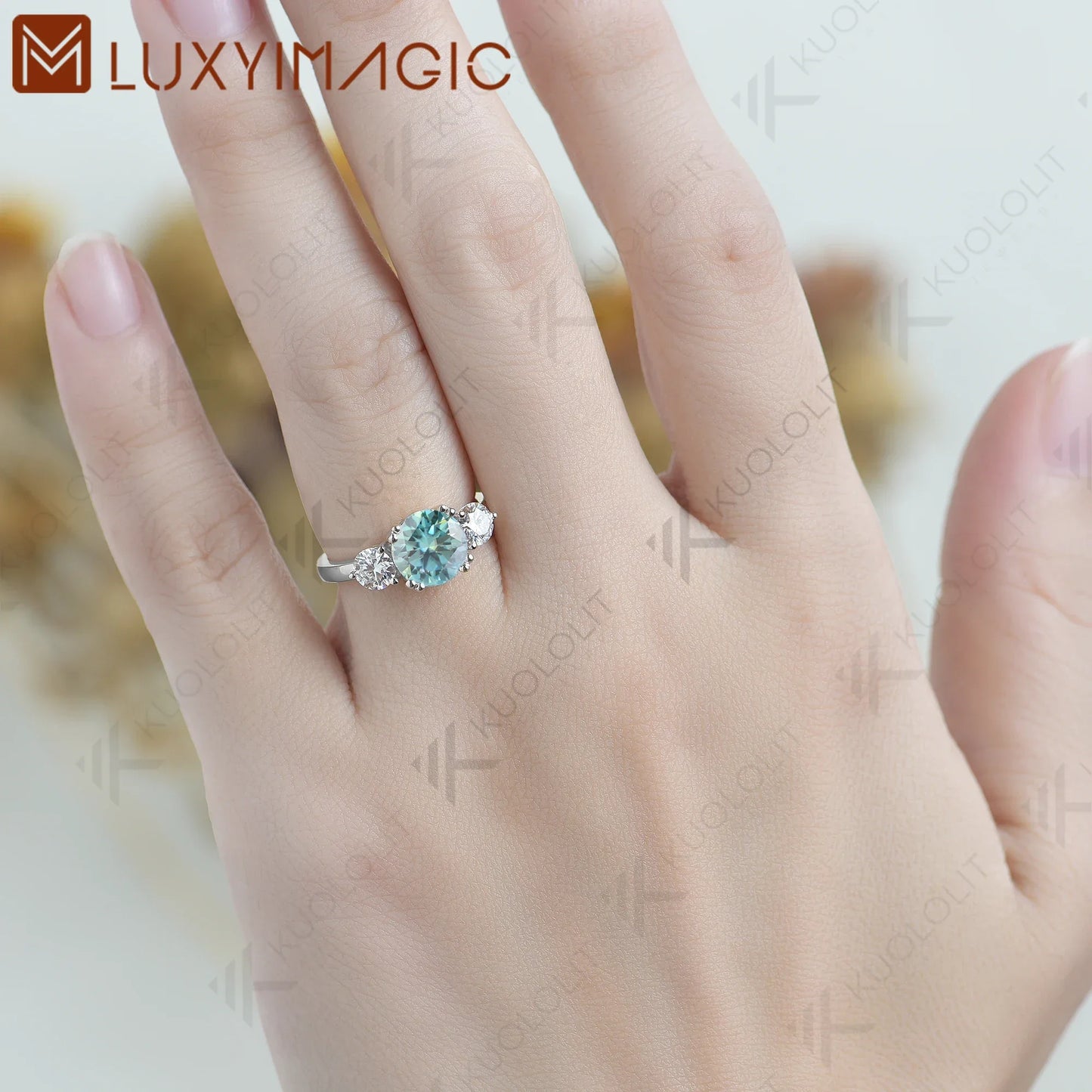 Cyan Moissanite Ring